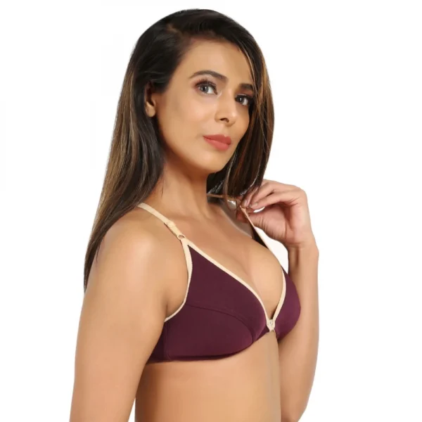 Women's Cotton Blend Front Open Plunge Neck (Dark Wine)