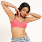 Women's Cotton Blend Lightly Padded Bra With Three Fourth Coverage (Pink)