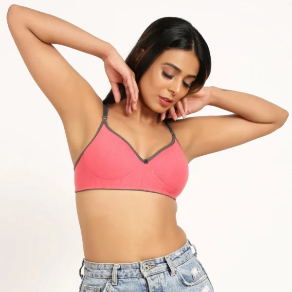Women's Cotton Blend Lightly Padded Bra With Three Fourth Coverage (Pink)