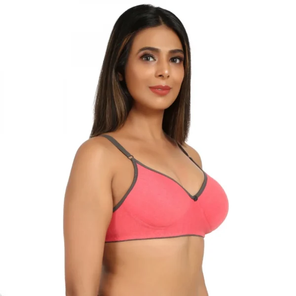 Women's Cotton Blend Lightly Padded Bra With Three Fourth Coverage (Pink)