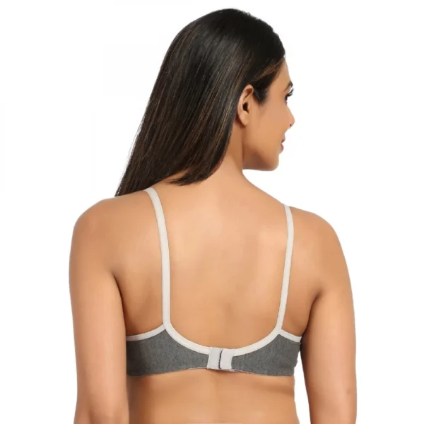 Women's Cotton Blend T Shirt Lightly Padded Three Fourth Coverage Bra (Grey)