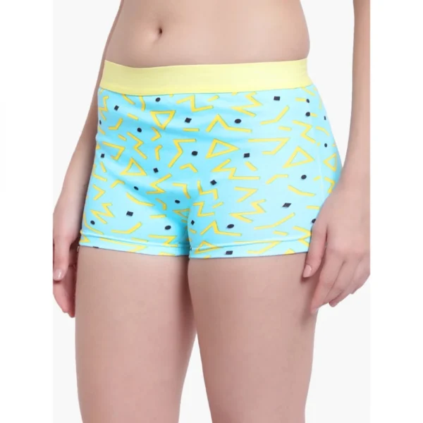 Women's Cotton Printeded Boyshorts Panty (Light Blue)