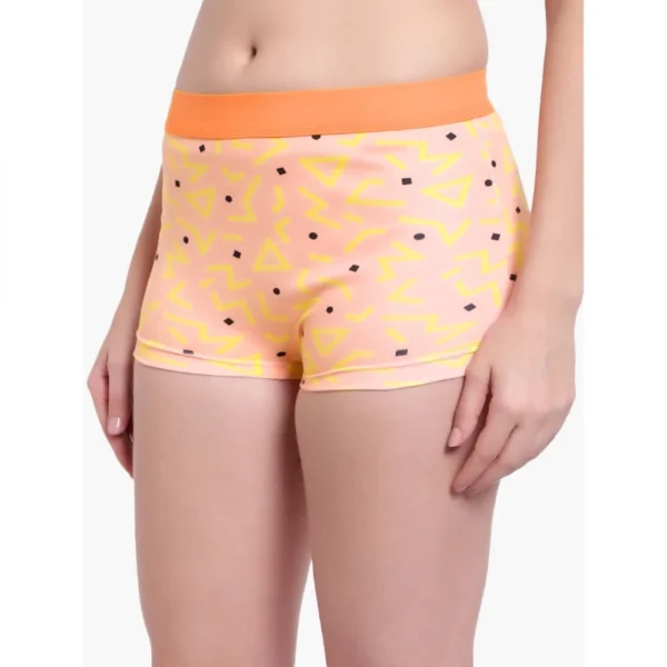 Women's Cotton Printeded Boyshorts Panty (Light Orange)