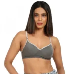 Women's Cotton Blend T Shirt Lightly Padded Three Fourth Coverage Bra (Grey)