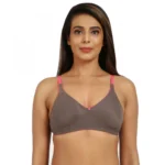 Women's Cotton Blend Non Padded T Shirt Bra (Brown)