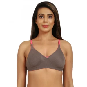 Women's Cotton Blend Non Padded T Shirt Bra (Brown)