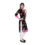 Women's Cotton Printed Solid Kurti (Black, Pink, Cotton)
