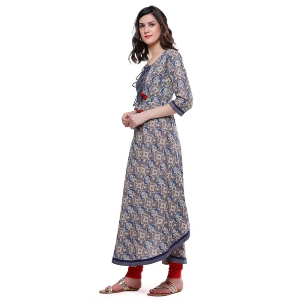 Women's Cotton Printed Angrakha Kurti (Multicolor, Cotton)