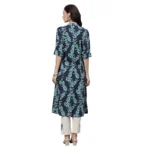 Women's Cotton Printed A Line Kurti (Blue, Cotton)