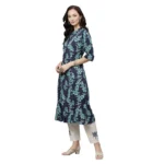 Women's Cotton Printed A Line Kurti (Blue, Cotton)