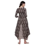 Women's Cotton Printed Long Kurti (Brown, Cotton)