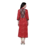 Women's Cotton Patch A Line Long Kurti (Red, Cotton)