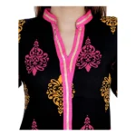 Women's Cotton Printed Solid Kurti (Black, Pink, Cotton)