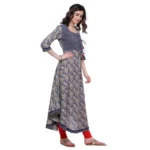Women's Cotton Printed Angrakha Kurti (Multicolor, Cotton)