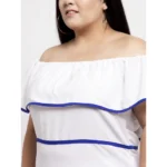 Women's Crepe Solid Knee Length Fit and Flare Dress (White)