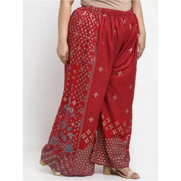 Women's Plus Size Relaxed Fit Viscose Rayon Palazzo Trousers (Maroon)
