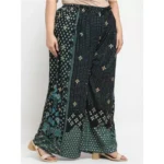 Women's Plus Size Relaxed Fit Viscose Rayon Palazzo Trousers (Black)