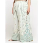 Women's Plus Size Relaxed Fit Viscose Rayon Palazzo Trousers (Cream)