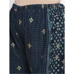Women's Plus Size Relaxed Fit Viscose Rayon Palazzo Trousers (Dark Blue)