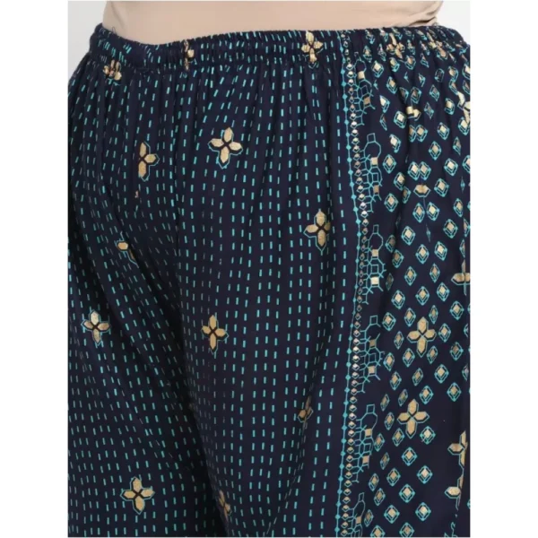 Women's Plus Size Relaxed Fit Viscose Rayon Palazzo Trousers (Dark Blue)