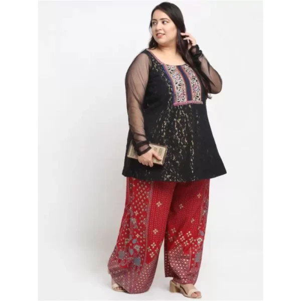 Women's Plus Size Relaxed Fit Viscose Rayon Palazzo Trousers (Maroon)
