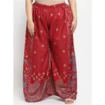 Women's Plus Size Relaxed Fit Viscose Rayon Palazzo Trousers (Maroon)