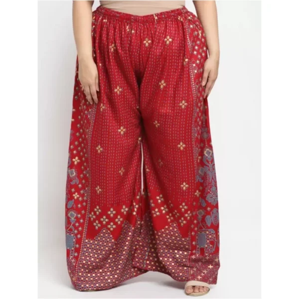 Women's Plus Size Relaxed Fit Viscose Rayon Palazzo Trousers (Maroon)