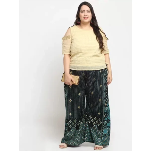 Women's Plus Size Relaxed Fit Viscose Rayon Palazzo Trousers (Black)
