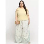 Women's Plus Size Relaxed Fit Viscose Rayon Palazzo Trousers (Cream)