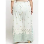 Women's Plus Size Relaxed Fit Viscose Rayon Palazzo Trousers (Cream)