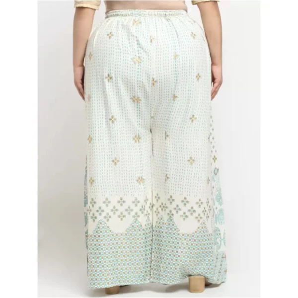 Women's Plus Size Relaxed Fit Viscose Rayon Palazzo Trousers (Cream)