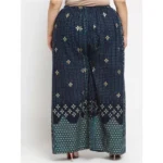 Women's Plus Size Relaxed Fit Viscose Rayon Palazzo Trousers (Dark Blue)