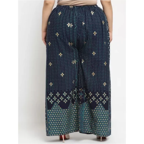 Women's Plus Size Relaxed Fit Viscose Rayon Palazzo Trousers (Dark Blue)
