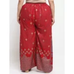 Women's Plus Size Relaxed Fit Viscose Rayon Palazzo Trousers (Maroon)