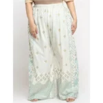 Women's Plus Size Relaxed Fit Viscose Rayon Palazzo Trousers (Cream)