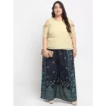 Women's Plus Size Relaxed Fit Viscose Rayon Palazzo Trousers (Dark Blue)