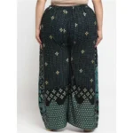Women's Plus Size Relaxed Fit Viscose Rayon Palazzo Trousers (Black)