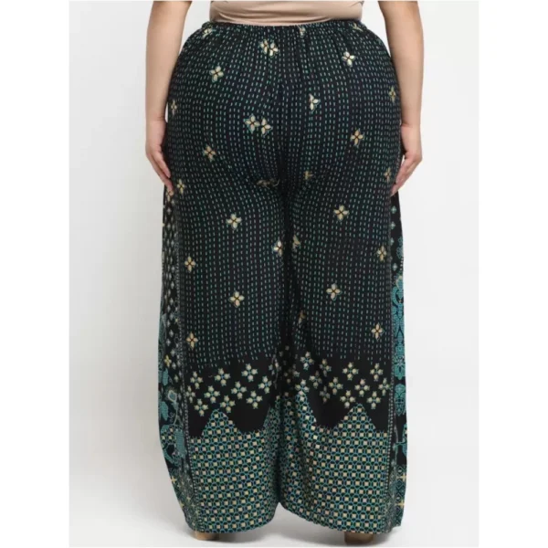 Women's Plus Size Relaxed Fit Viscose Rayon Palazzo Trousers (Black)