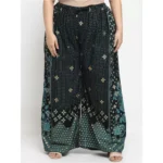 Women's Plus Size Relaxed Fit Viscose Rayon Palazzo Trousers (Black)