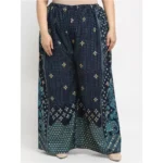Women's Plus Size Relaxed Fit Viscose Rayon Palazzo Trousers (Dark Blue)