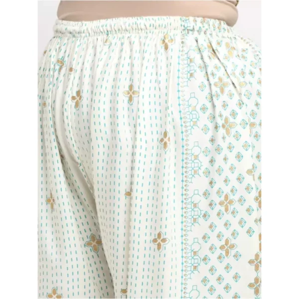 Women's Plus Size Relaxed Fit Viscose Rayon Palazzo Trousers (Cream)