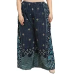 Women's Plus Size Relaxed Fit Viscose Rayon Palazzo Trousers (Dark Blue)