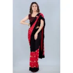 Women's Lycra Blend Saree with Blouse (Red, 5-6 Mtrs)