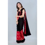 Women's Lycra Blend Saree with Blouse (Red, 5-6 Mtrs)