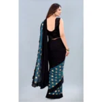 Women's Lycra Blend Saree with Blouse (Rama, 5-6 Mtrs)
