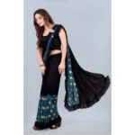 Women's Lycra Blend Saree with Blouse (Rama, 5-6 Mtrs)