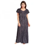 Women's Cotton Printed Maxi Nighty (Greay)