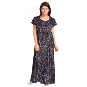 Women's Cotton Printed Maxi Nighty (Greay)