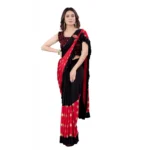 Women's Lycra Blend Saree with Blouse (Red, 5-6 Mtrs)