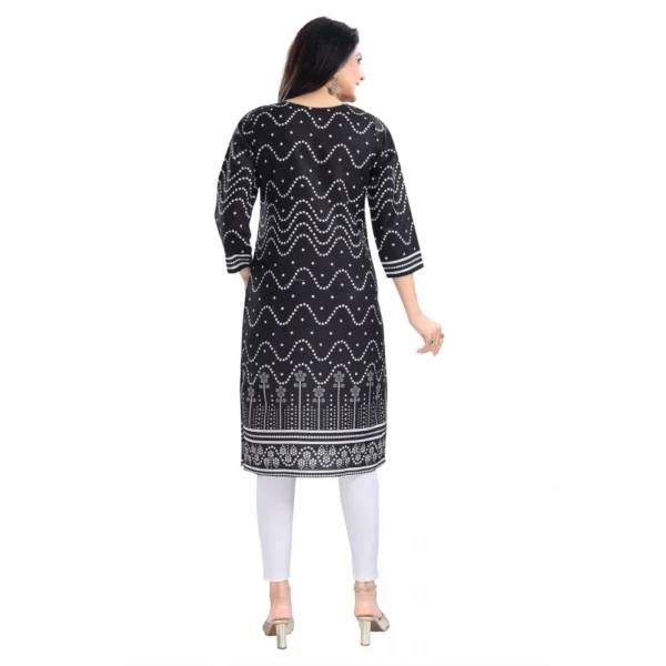 Women's 3/4th Sleeve Cotton Blend Tunic Long Kurti (Black)
